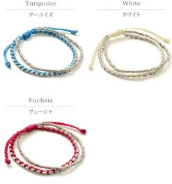 PHADUA Bracelets^/ Double strand bracelet with silver waxed cord