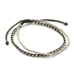 PHADUA Anklets^/ Double-Strand Anklet with Silver Wax Cord