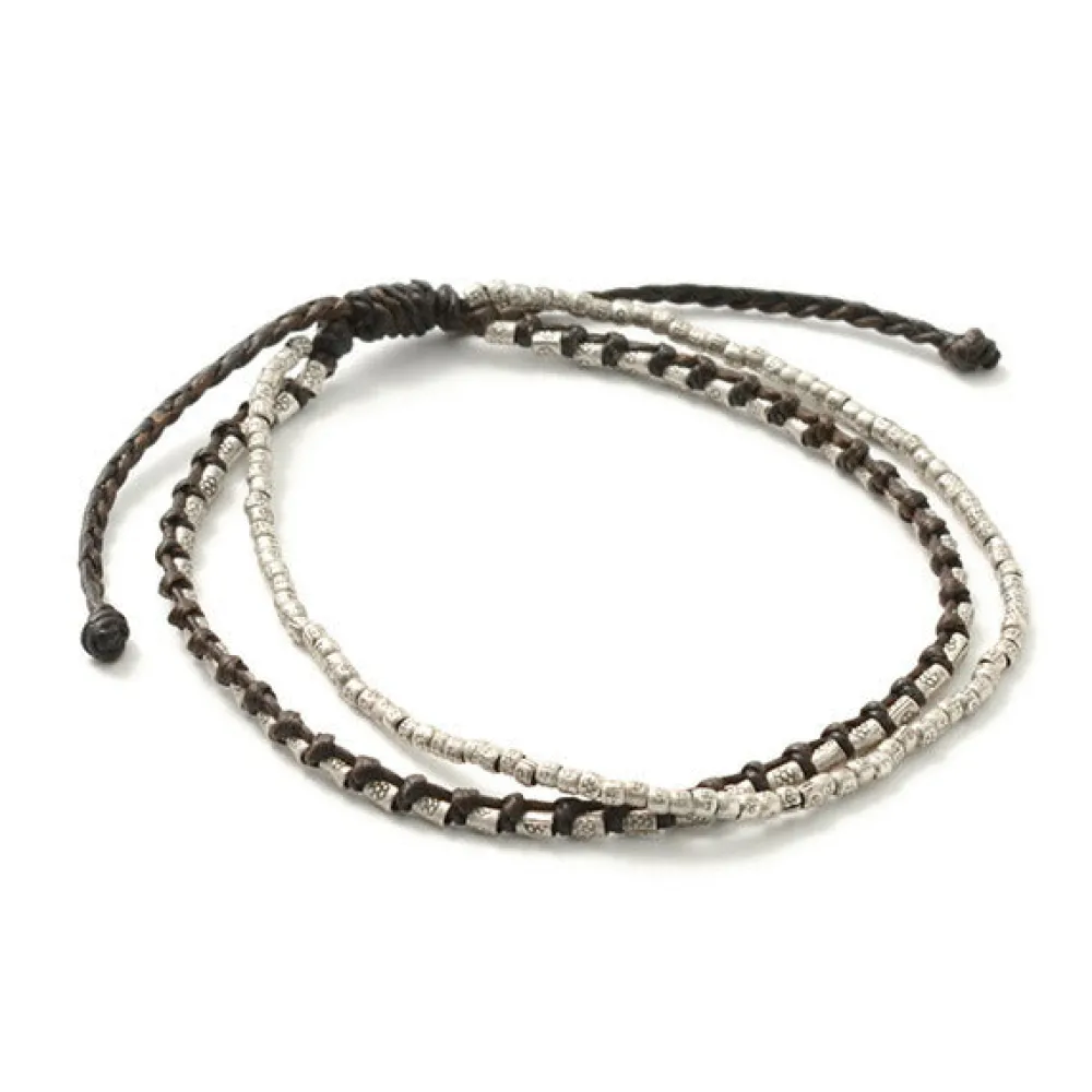 PHADUA Anklets^/ Double-Strand Anklet with Silver Wax Cord