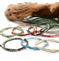 PHADUA Anklets^/ Double-Strand Anklet with Silver Wax Cord