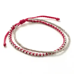 PHADUA Anklets^/ Double-Strand Anklet with Silver Wax Cord