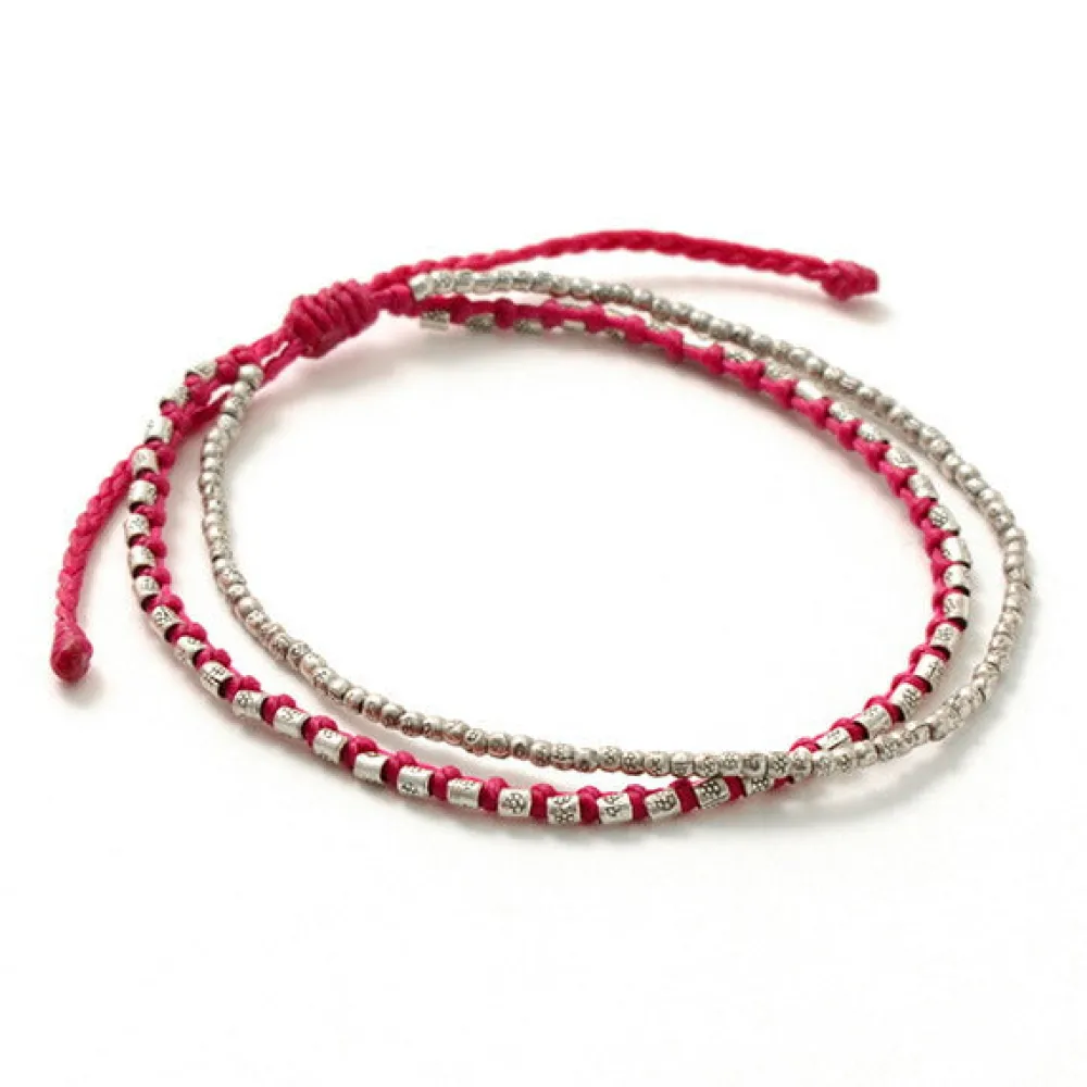 PHADUA Anklets^/ Double-Strand Anklet with Silver Wax Cord