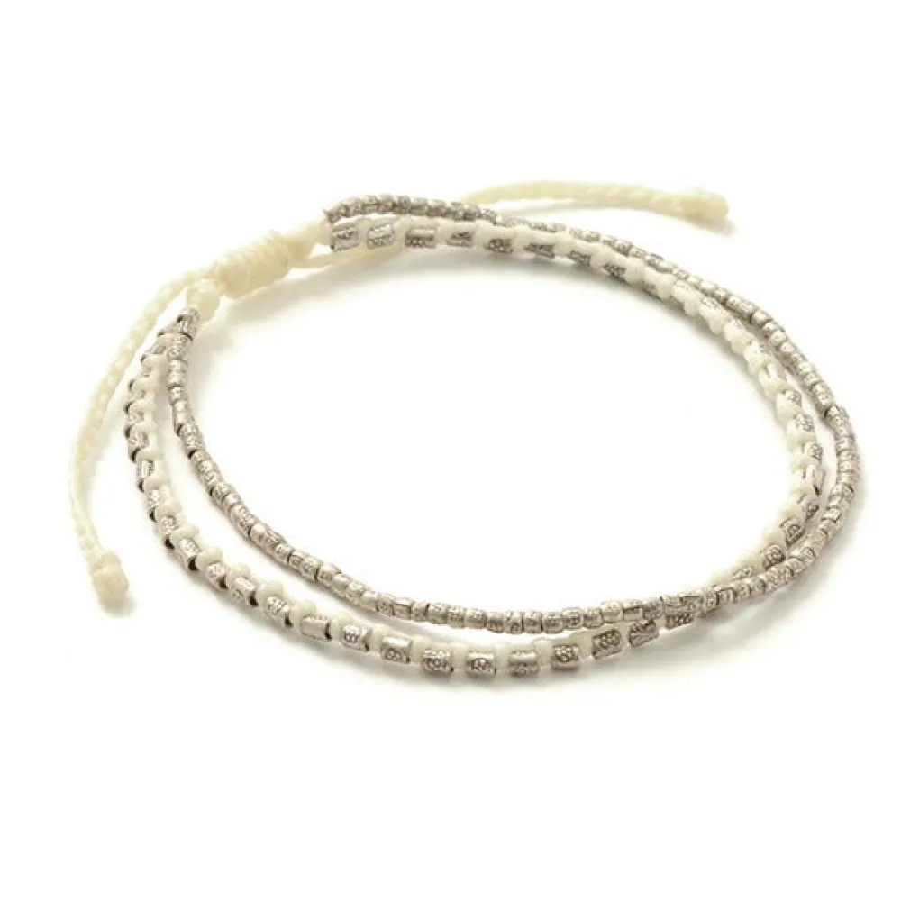 PHADUA Anklets^/ Double-Strand Anklet with Silver Wax Cord