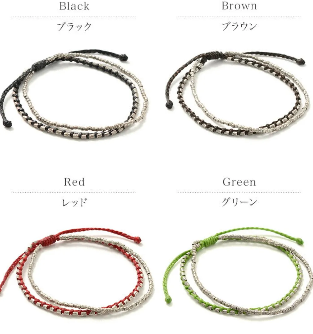 PHADUA Anklets^/ Double-Strand Anklet with Silver Wax Cord