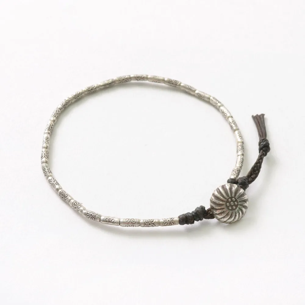 PHADUA Anklets^/ Karen Silver Beaded Concho Anklet