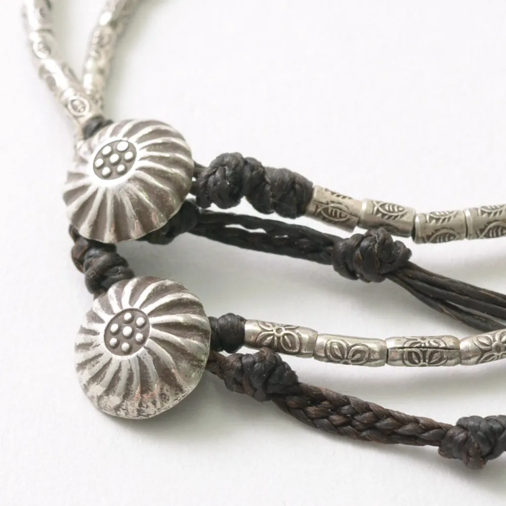 PHADUA Anklets^/ Karen Silver Beaded Concho Anklet