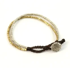 PHADUA Anklets^/ Karen Silver Beads Brass Double Cord Bracelet gold