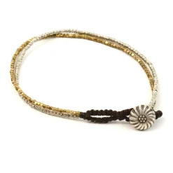 PHADUA Anklets^/ Karen Silver Beads Brass Double Cord Anklet gold