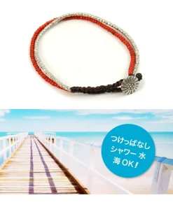 PHADUA Anklets^/ Karen Silver Beads White Heart Double Cord Bracelet red
