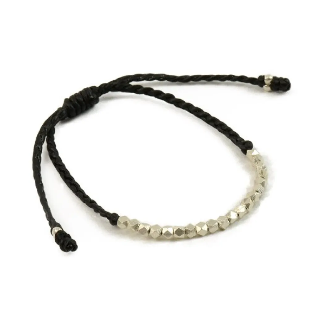 PHADUA Anklets^/ Karen Silver Beaded Wax Cord Bracelet