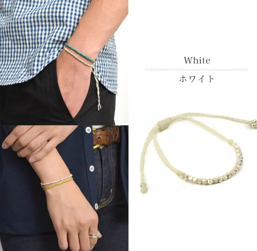 PHADUA Anklets^/ Karen Silver Beaded Wax Cord Bracelet