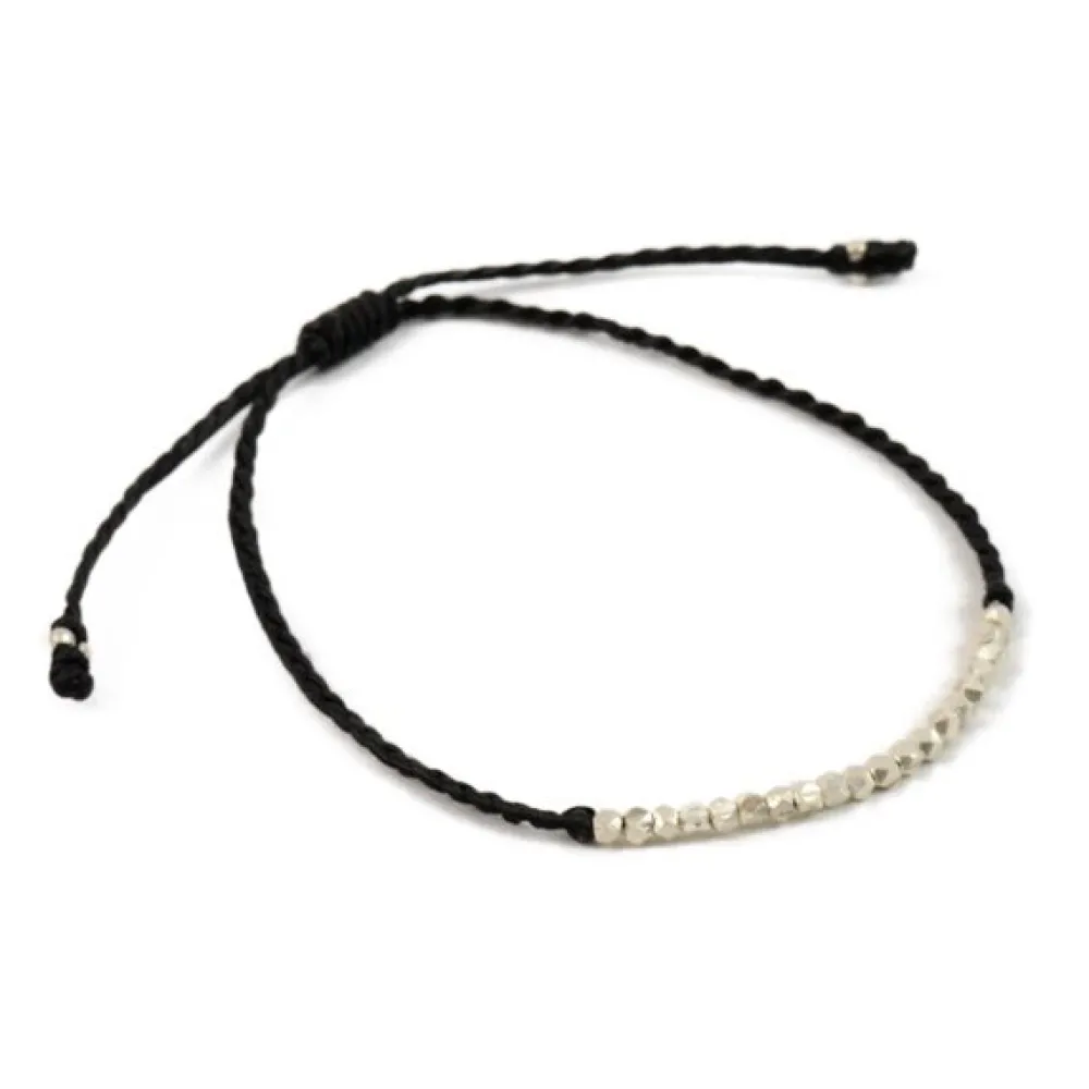 PHADUA Anklets^/ Karen Silver Bead Wax Cord Anklet