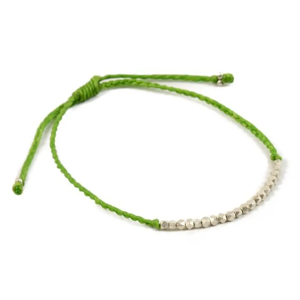 PHADUA Anklets^/ Karen Silver Bead Wax Cord Anklet
