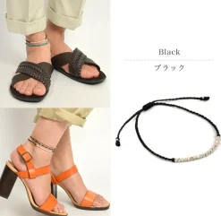 PHADUA Anklets^/ Karen Silver Bead Wax Cord Anklet