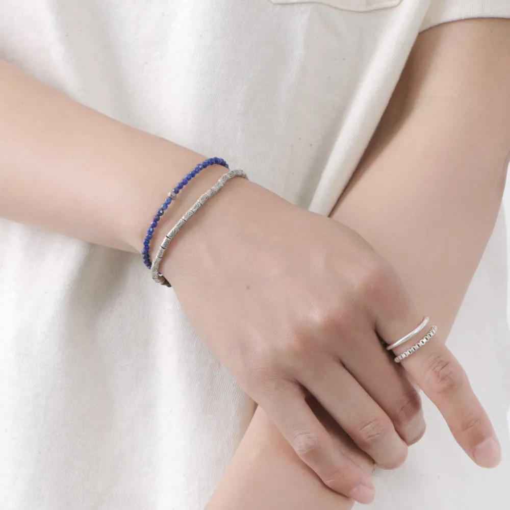 PHADUA Bracelets^/ Lapis (3mm) Cut Bead Bracelet blue