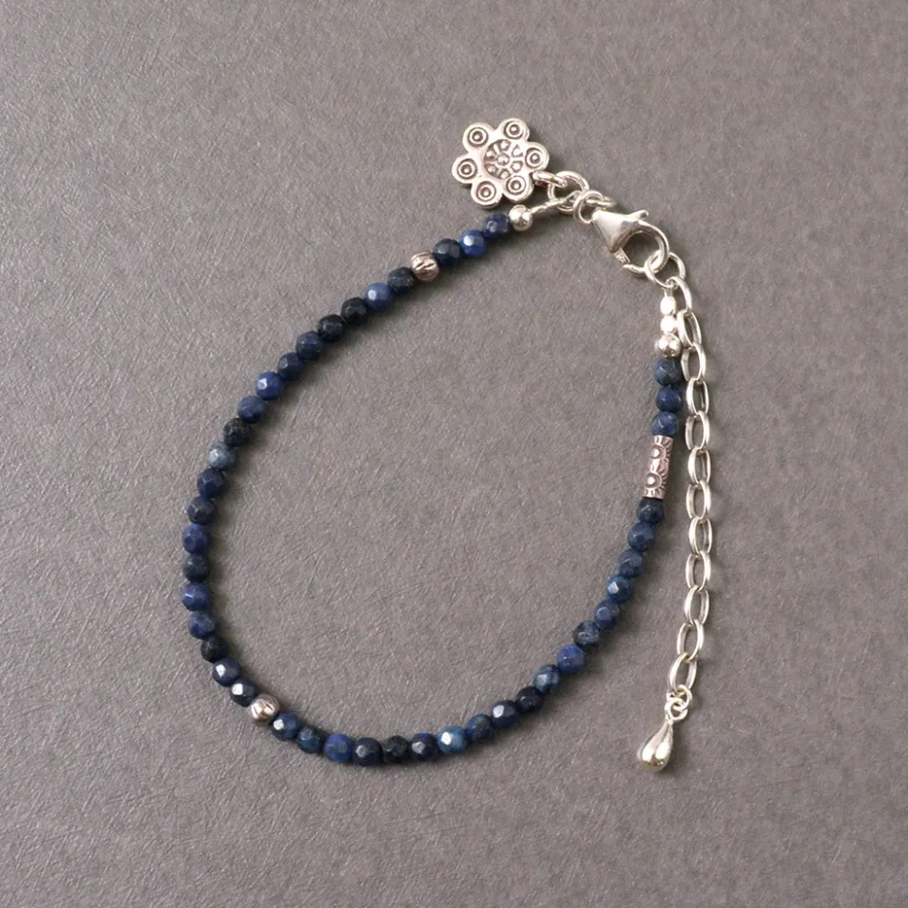 PHADUA Anklets^/ Lapis (3mm) Cut Beads Anklet Adjuster blue