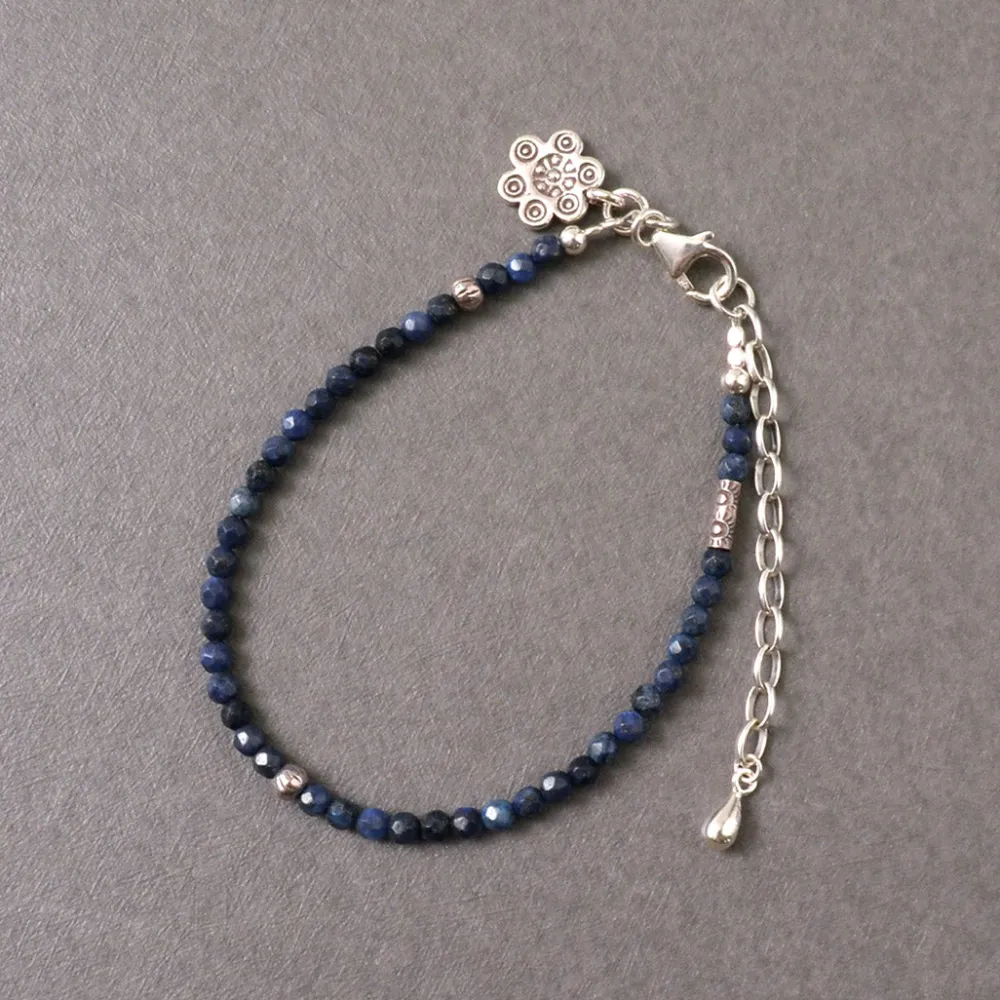 PHADUA Anklets^/ Lapis (3mm) Cut Beads Anklet Adjuster blue