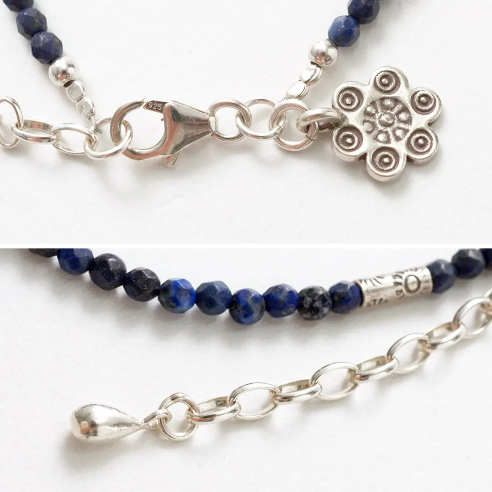 PHADUA Anklets^/ Lapis (3mm) Cut Beads Anklet Adjuster blue