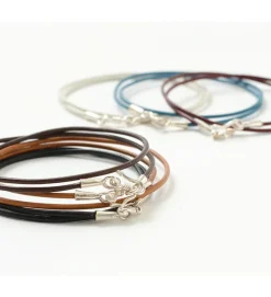 PHADUA Necklaces^/ Leather choker necklace in Karen silver.