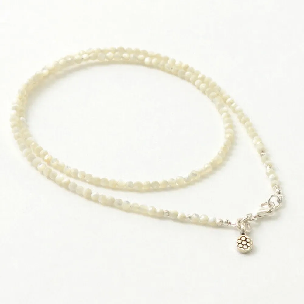 PHADUA Anklets^/ Mother of Shell 2mm Cut Beads Necklace/Anklet white
