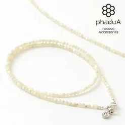 PHADUA Anklets^/ Mother of Shell 2mm Cut Beads Necklace/Anklet white