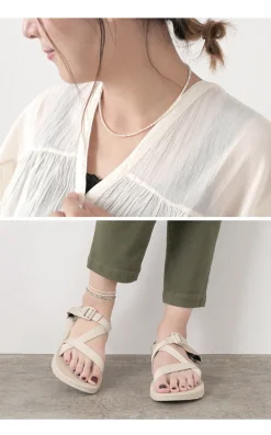 PHADUA Anklets^/ Mother of Shell 2mm Cut Beads Necklace/Anklet white