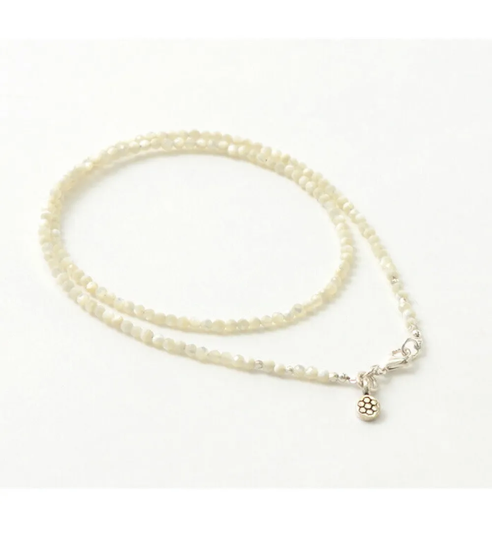 PHADUA Anklets^/ Mother of Shell 2mm Cut Beads Necklace/Anklet white