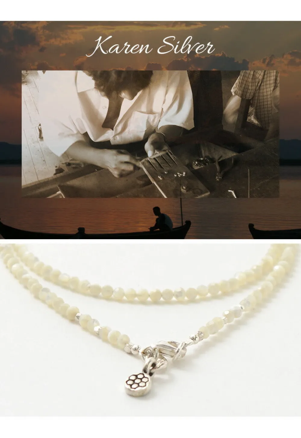 PHADUA Anklets^/ Mother of Shell 2mm Cut Beads Necklace/Anklet white