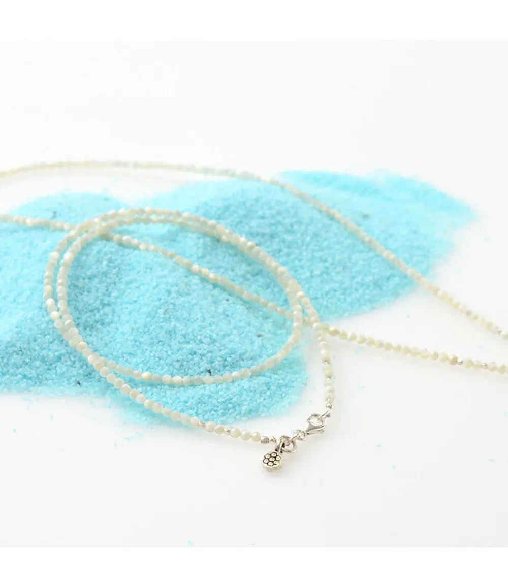 PHADUA Anklets^/ Mother of Shell 2mm Cut Beads Necklace/Anklet white