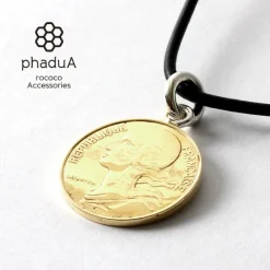PHADUA Necklaces^/ Old Coin Pendant Top FRANCE10 gold