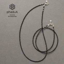 PHADUA Anklets^/ Onyx (2mm) cut bead necklace/anklet black