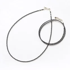 PHADUA Anklets^/ Onyx (2mm) cut bead necklace/anklet black