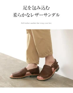 PHADUA Sandals^/ Open Toe Side Strap Leather Shoes
