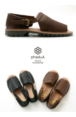 PHADUA Sandals^/ Open Toe Side Strap Leather Shoes