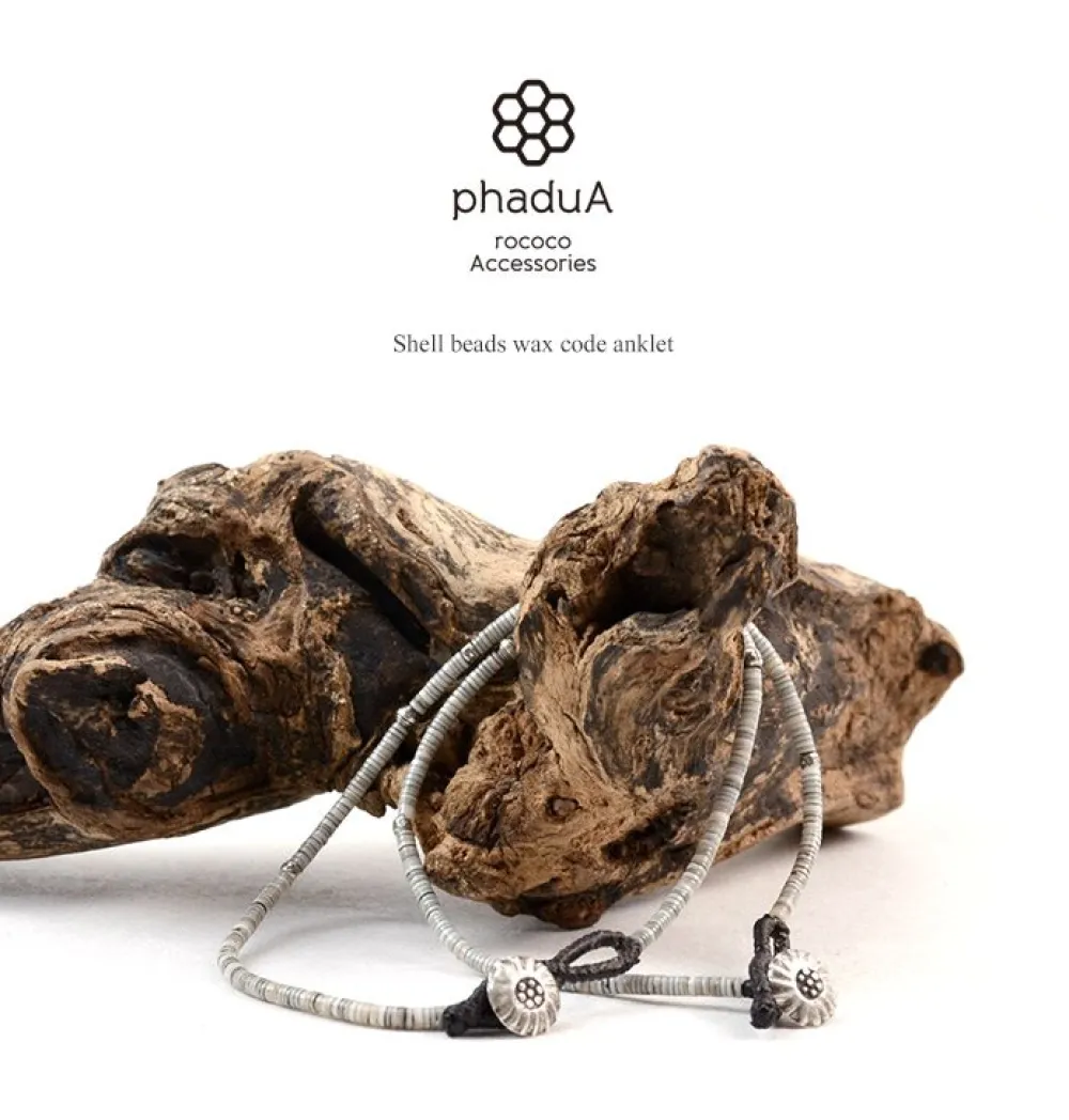 PHADUA Anklets^/ Shell Beads / Wax Cord Anklet natural