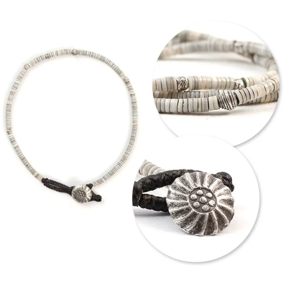 PHADUA Anklets^/ Shell Beads / Wax Cord Anklet natural