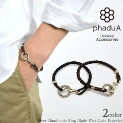 PHADUA Anklets^/ Silver Handmade Ring Braid Wax Cord Bracelet