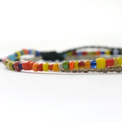 PHADUA Anklets^/ 2-strand waxed cord African bead anklet black