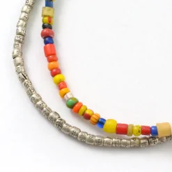 PHADUA Anklets^/ 2-strand waxed cord African bead anklet black
