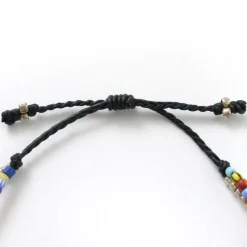PHADUA Anklets^/ 2-strand waxed cord African bead anklet black
