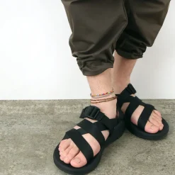 PHADUA Anklets^/ 2-strand waxed cord African bead anklet black