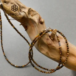 PHADUA Anklets^/ Tiger Eye 3mm Cut Bead Necklace yellow