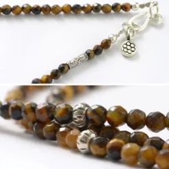 PHADUA Anklets^/ Tiger Eye 3mm Cut Bead Necklace yellow