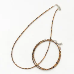 PHADUA Anklets^/ Tiger Eye (2mm) Cut Beads Necklace/Anklet yellow