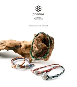 PHADUA Anklets^/ 2-Tone Wax Cord Concho Bracelet