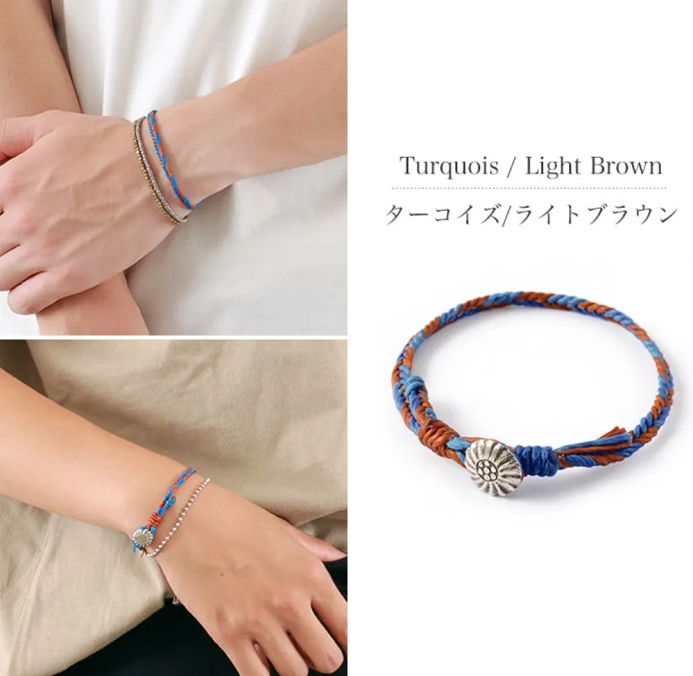 PHADUA Anklets^/ 2-Tone Wax Cord Concho Bracelet