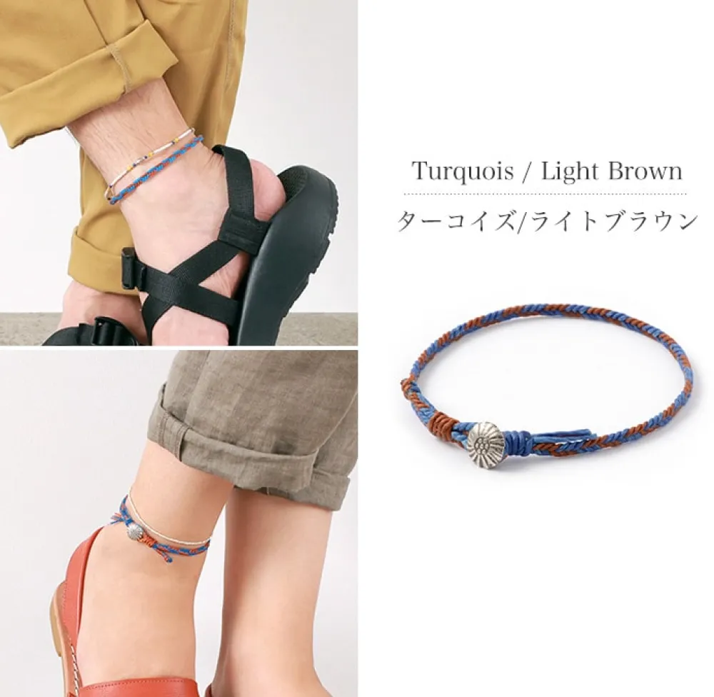 PHADUA Anklets^/ 2-Tone Wax Cord Concho Anklet