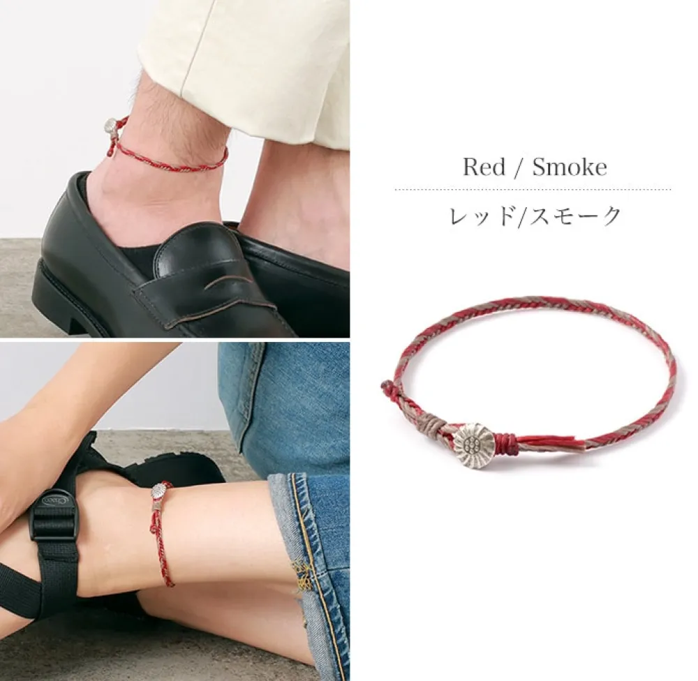 PHADUA Anklets^/ 2-Tone Wax Cord Concho Anklet