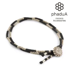 PHADUA Anklets^/ Two-strand anklet with waxed cord and silver concho