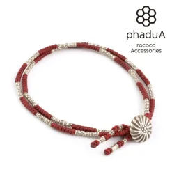 PHADUA Anklets^/ Two-strand anklet with waxed cord and silver concho
